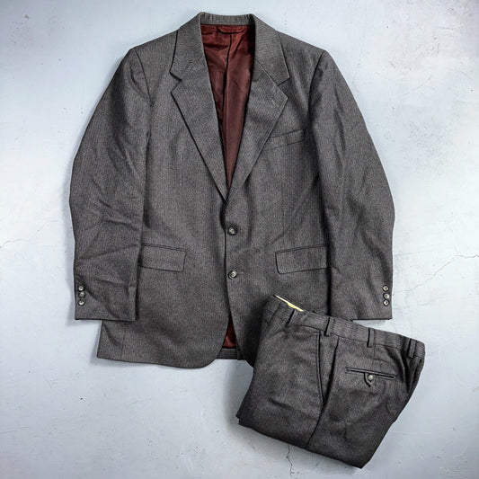 VTG Mens 2 PC Suit 41 Jacket Coat Pants Gray Rockabilly 80s Egon Von Furstenberg