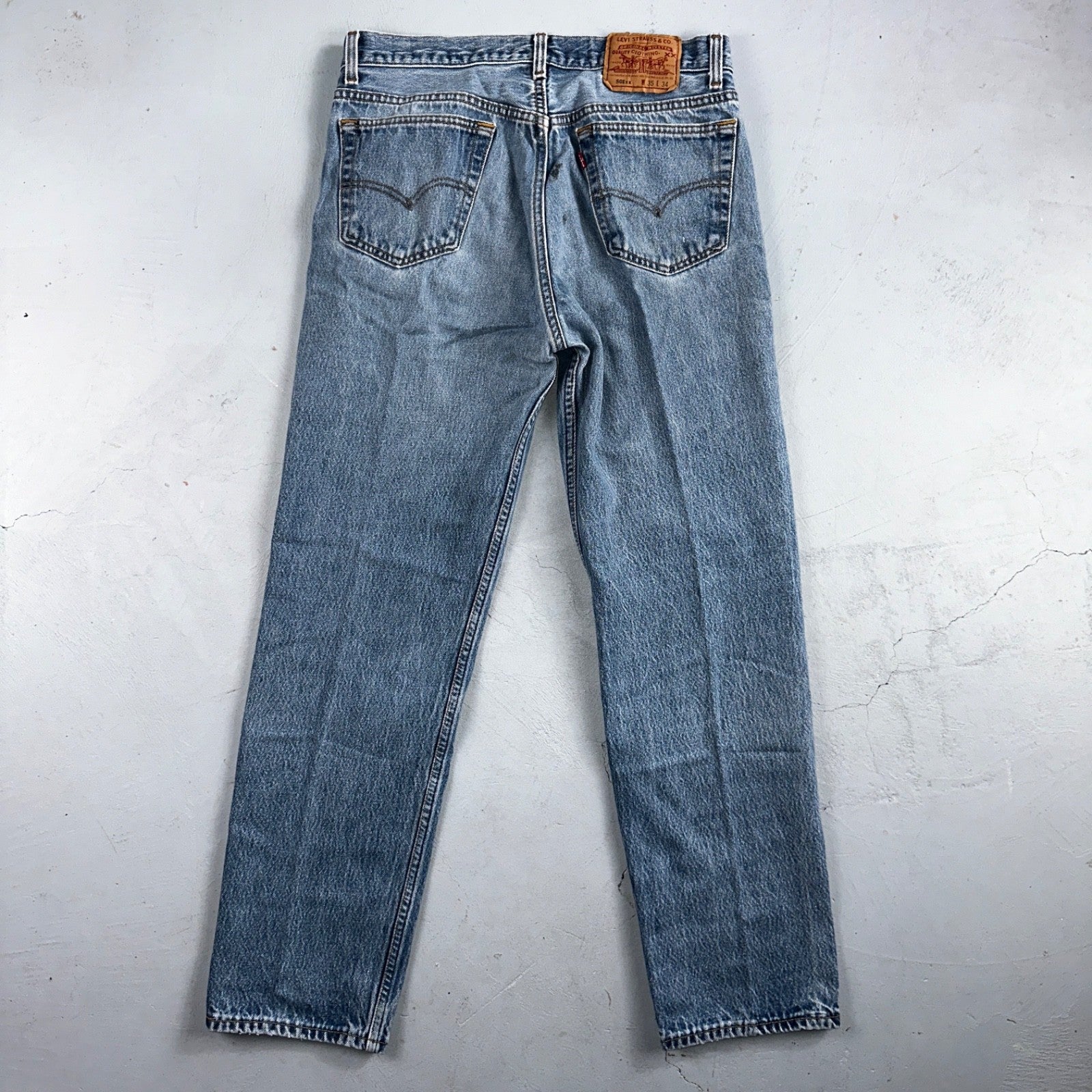 Levis 501 Vintage 90s USA XX Straight Leg Jeans Blue Light Wash 35x34 Act 31x30