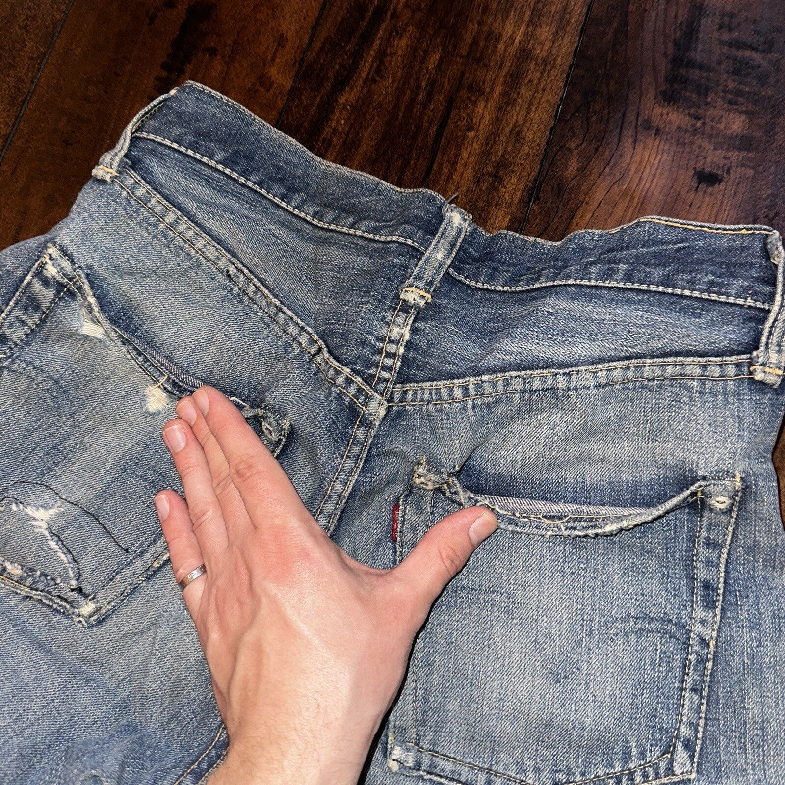 Levis 501 XX Big E True VTG 40s 50s Redline Selvedge Denim Jeans 1940s 25x26