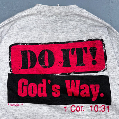 Do It Gods Way Sweatshirt 90s VTG Crewneck Gray Jesus 1992 Rare Love Pray
