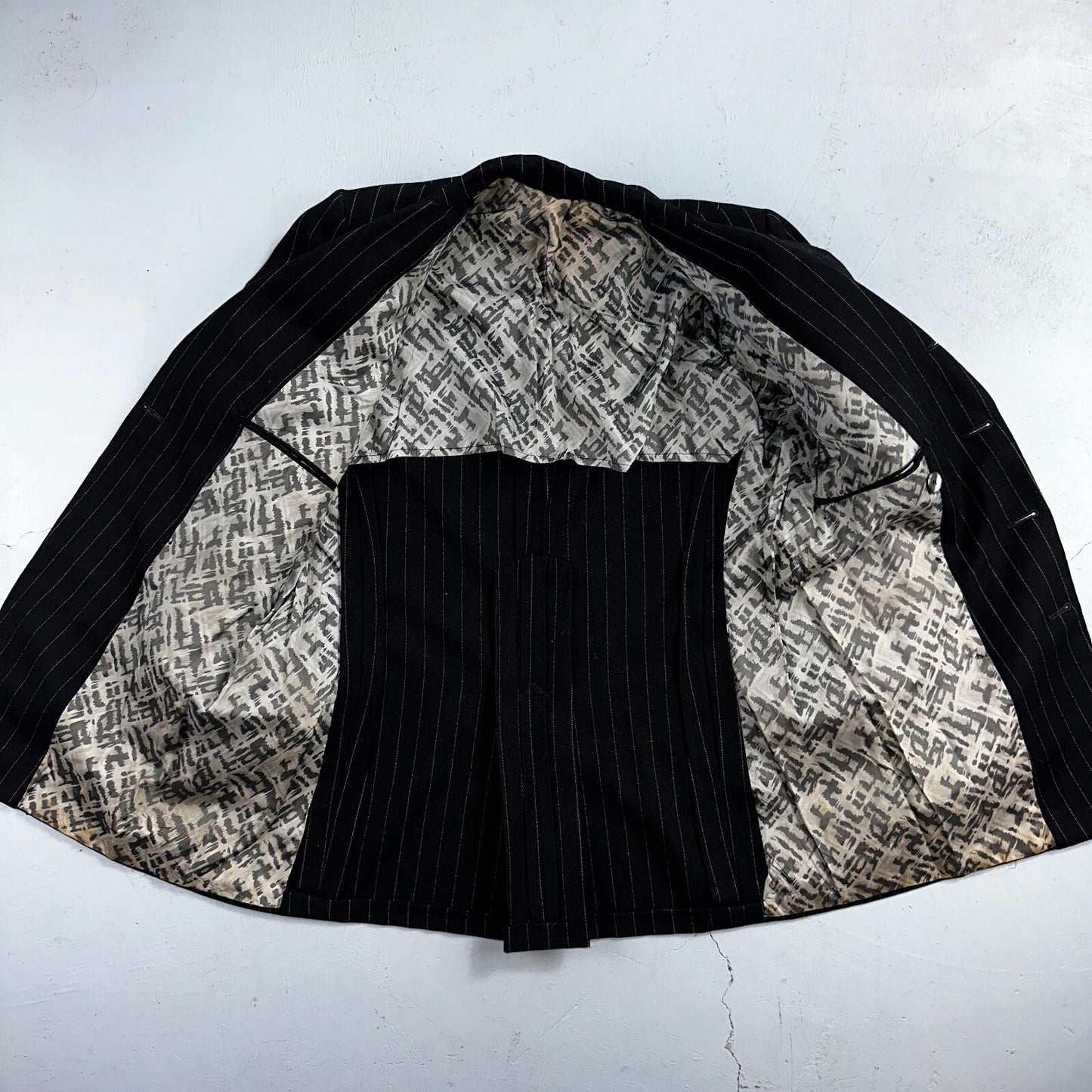 VTG Mens Suit 36 Double Breast 8 Button Jacket Sport Coat Rockabilly 50s Striped