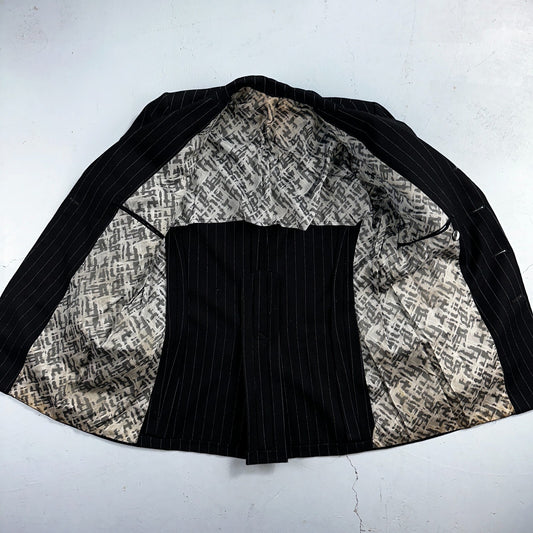 VTG Mens Suit 36 Double Breast 8 Button Jacket Sport Coat Rockabilly 50s Striped