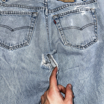 Levis 501 Vintage 90s Straight Leg Jeans 32x30 80s Light Wash Act 28x30 Thrashed