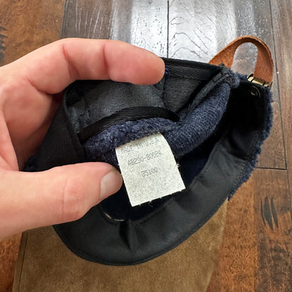 Pendleton Sport Hat Fleece Suede Flap Camp Navy USA Made Vtg 90s