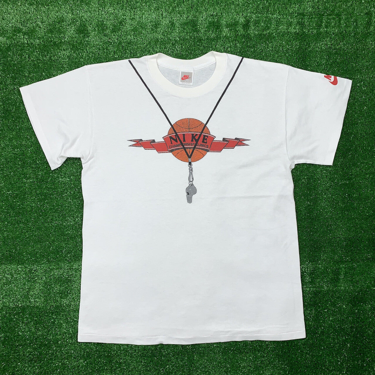 Nike Vintage T Shirt Mens XL Gray Tag Basketball Clinic Jordan Whistle Cool Play