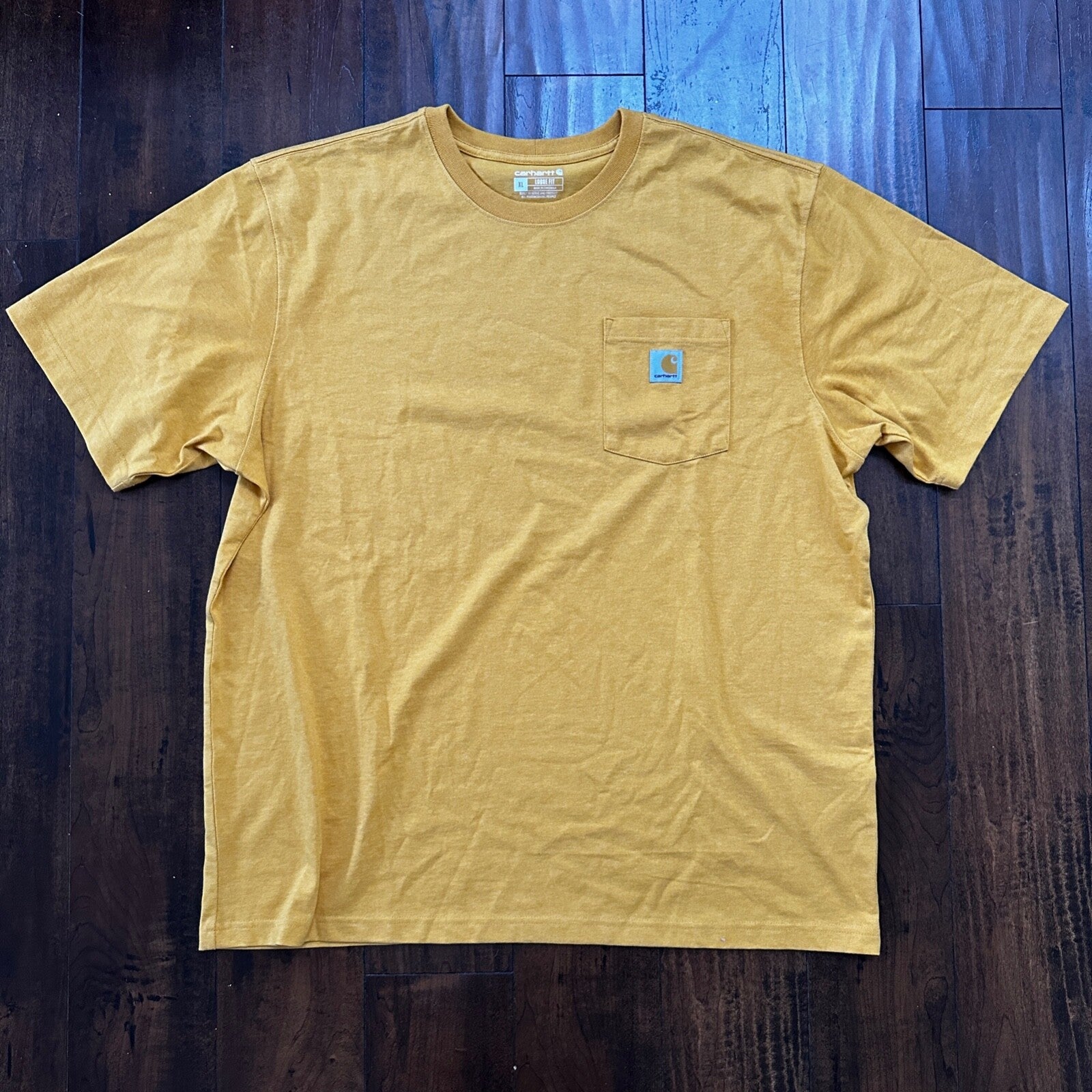 Carhartt T Shirt Original Fit XL K87 Y12 Gold Heather Chest Pocket Short Sleeve