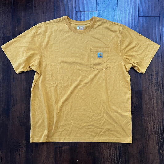 Carhartt T Shirt Original Fit XL K87 Y12 Gold Heather Chest Pocket Short Sleeve