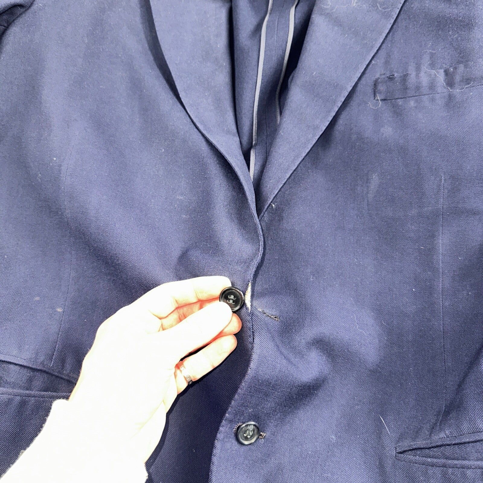 VTG Mens 2 PC Suit 42 Jacket Coat Pants Blue Rockabilly 1950s Thrashed Ripped