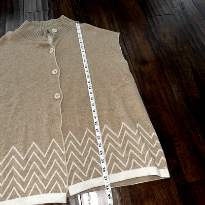 Note di Anita Cardigan Sweater Vest Wool Cashmere Blend Snap-Front One Size