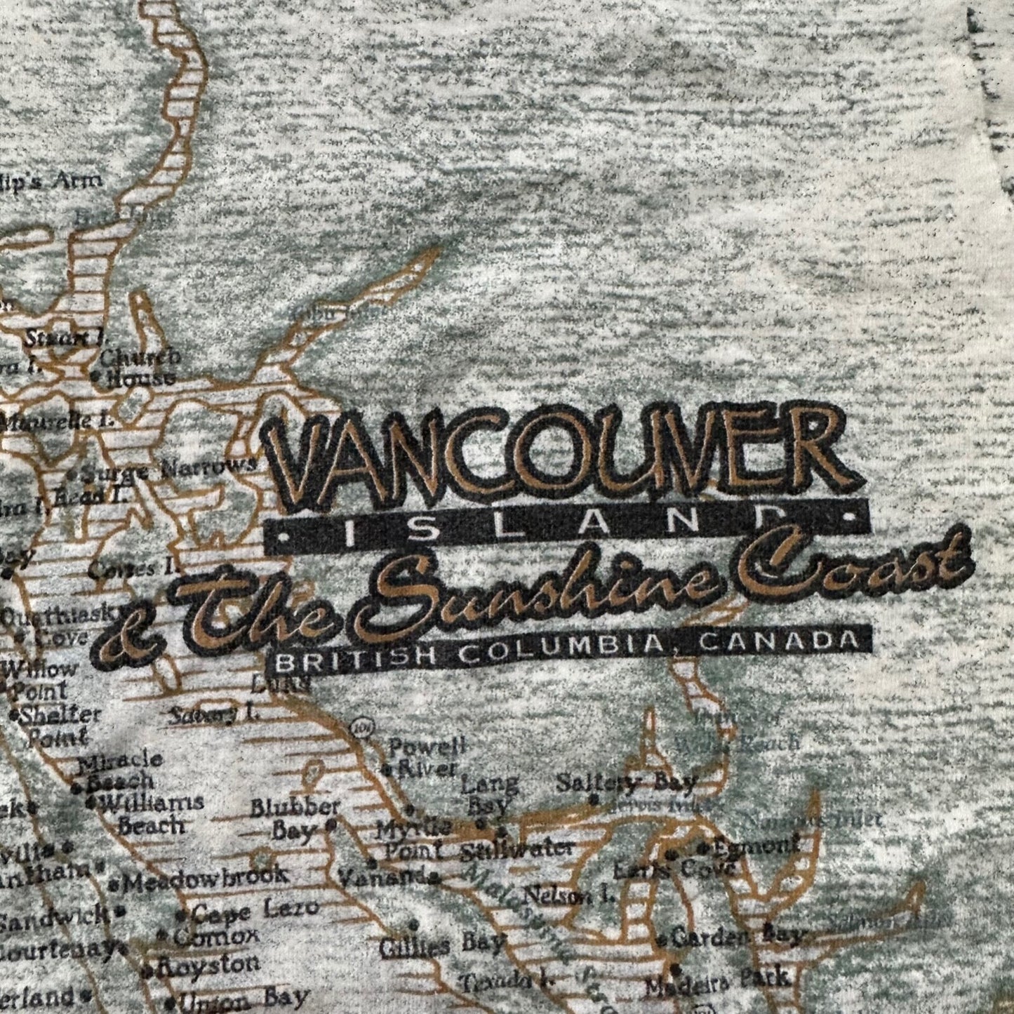 Vancouver Canada Vintage T Shirt 90s FOTL Cream Comox BC Map Travel Big Rap Tee