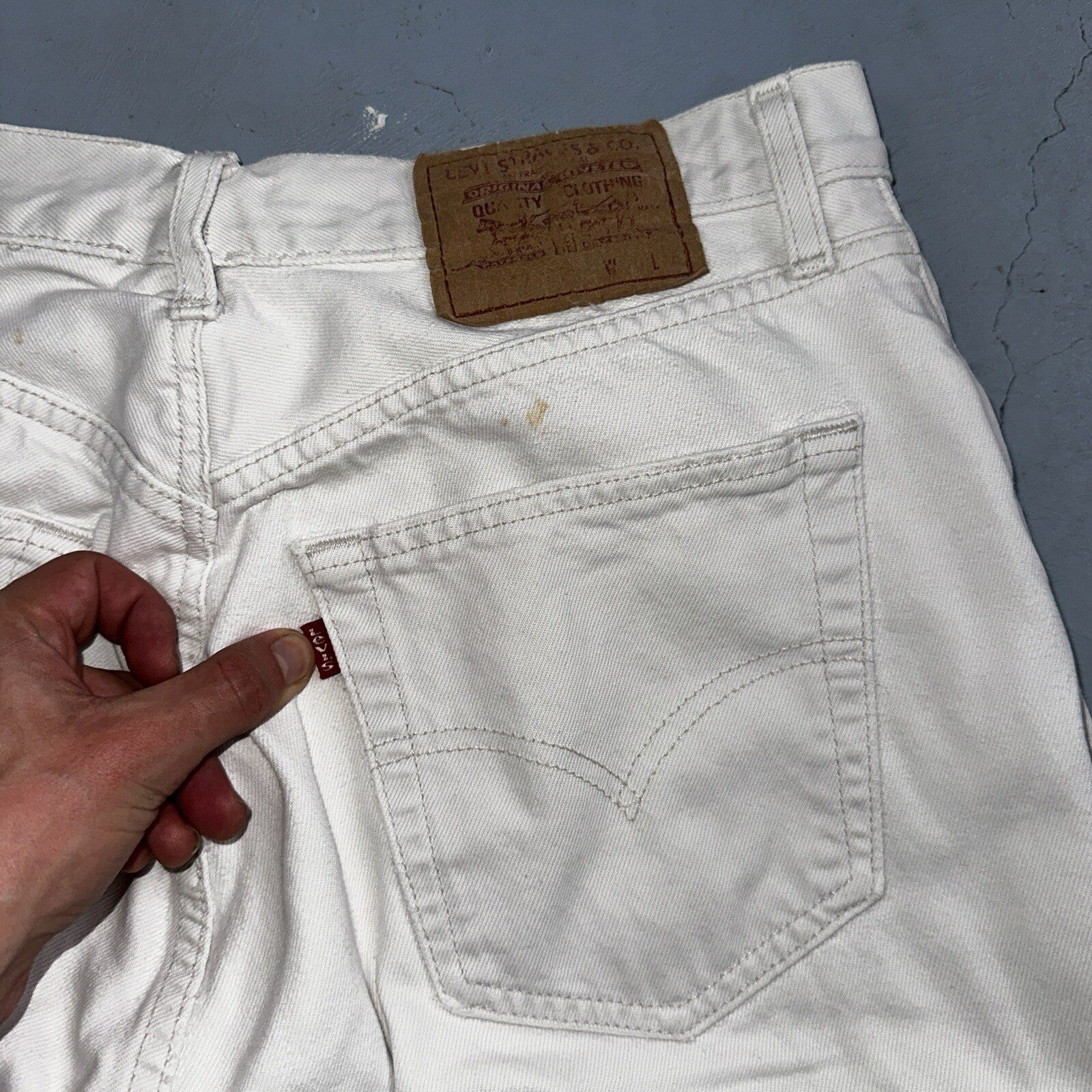 Levis 501 Vintage 90s XX Straight Jeans White Bleached 36x36 Act 30x28 Altered