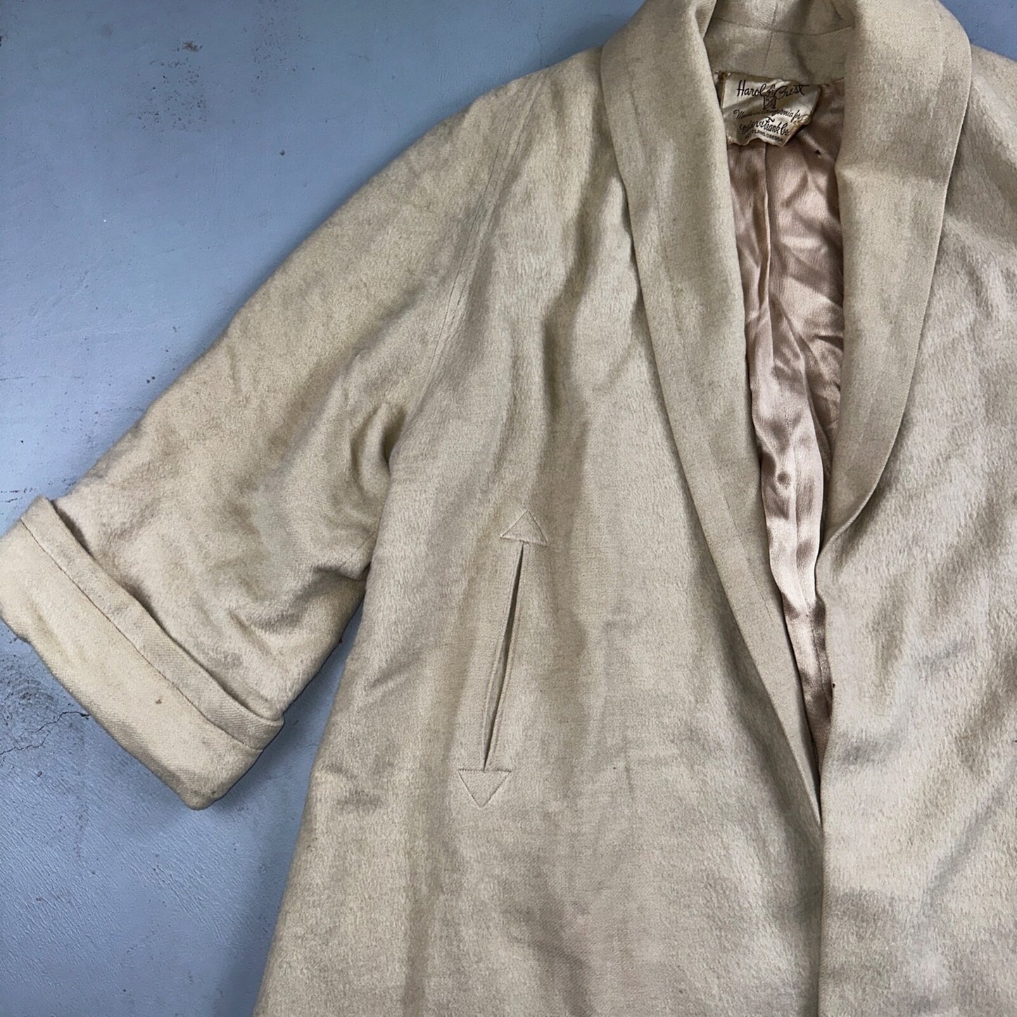 VTG 60s Forstman Beige Penny Lane Pure Wool Harol Crest California Rockabilly