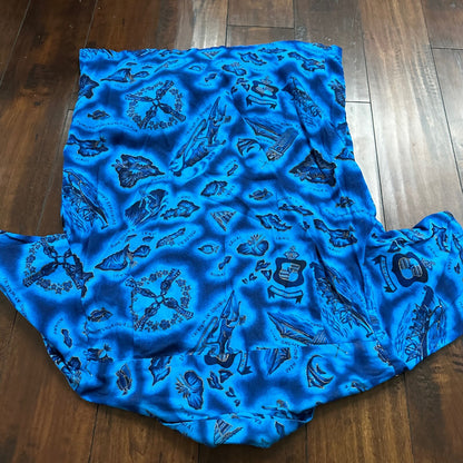 1960s Hawaiian Button Down Shirt Vintage Rockabilly 50s 60s Loop Collar Blue