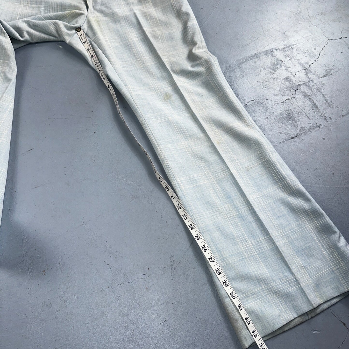 VTG Mens 3 PC Suit 44 Jacket Coat Pants Vest Plaid Rockabilly 70s Stained