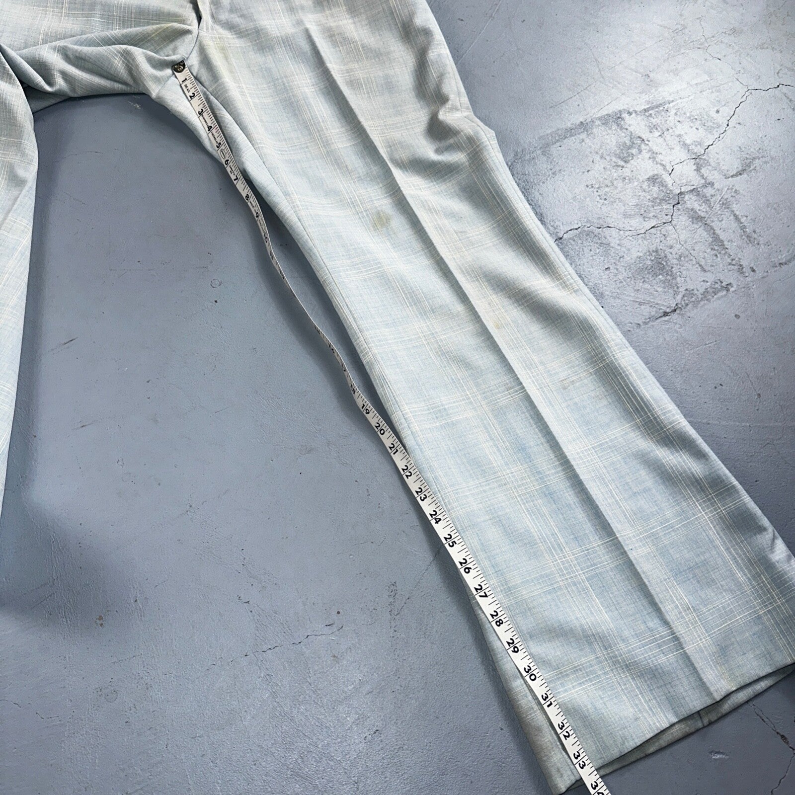 VTG Mens 3 PC Suit 44 Jacket Coat Pants Vest Plaid Rockabilly 70s Stained