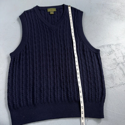 Orvis Men Large L Signature Collection SCG 100% Wool Blue Vest EUC Navy