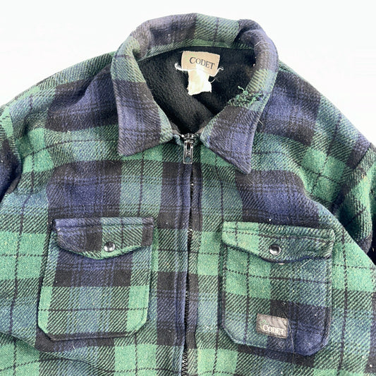 Vintage Codet Mens Shirt Jacket Plaid Blue Green Mackinaw Wool Shacket Size L
