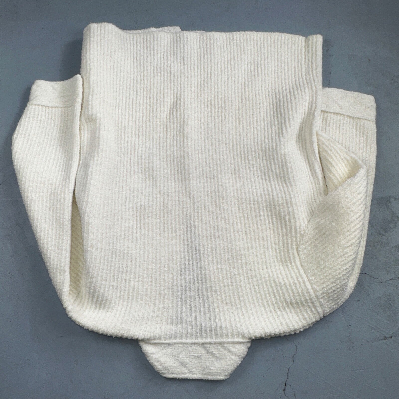 Vintage White Knit Sweater Cardigan Womens 70s 80s Basic Cozy Kimono Robe