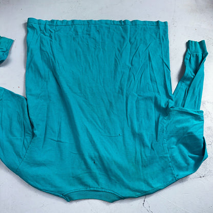 Fruit Of The Loom 90s USA XL VTG T Shirt Teal Blue Long Sleeve Blank Thrashed
