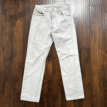 VTG 90s Levis 501 Button Fly 34x32 USA Tag Jeans Grey Wash XX Act 31x31