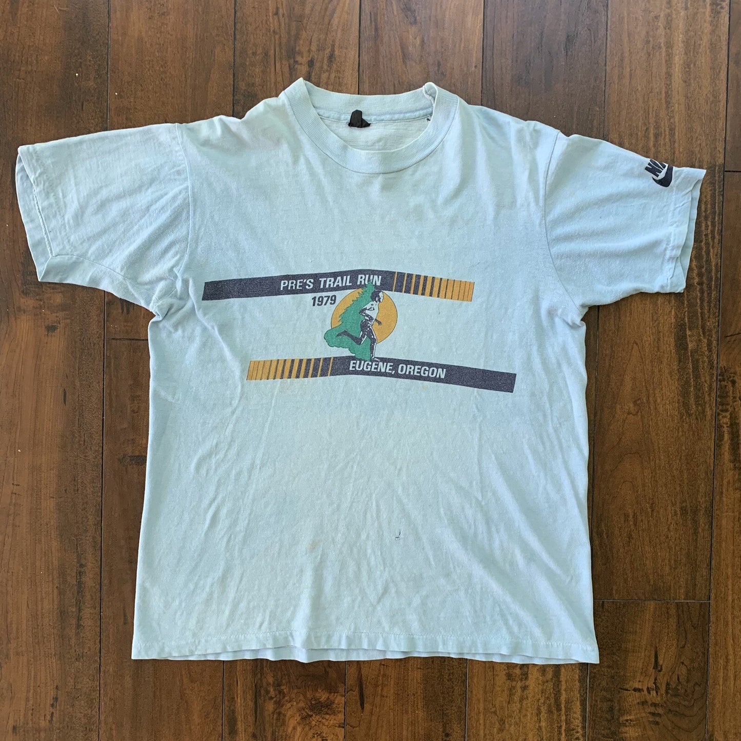 Vintage Nike T Shirt Mens 1979 Pre Trail Run Prefontaine Tee 70s Pinwheel Geisha