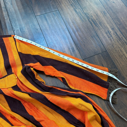 VTG 1960s Rockabilly Womens Dress Summer Skirt 60s 70s Top Orange Mexico Stripe