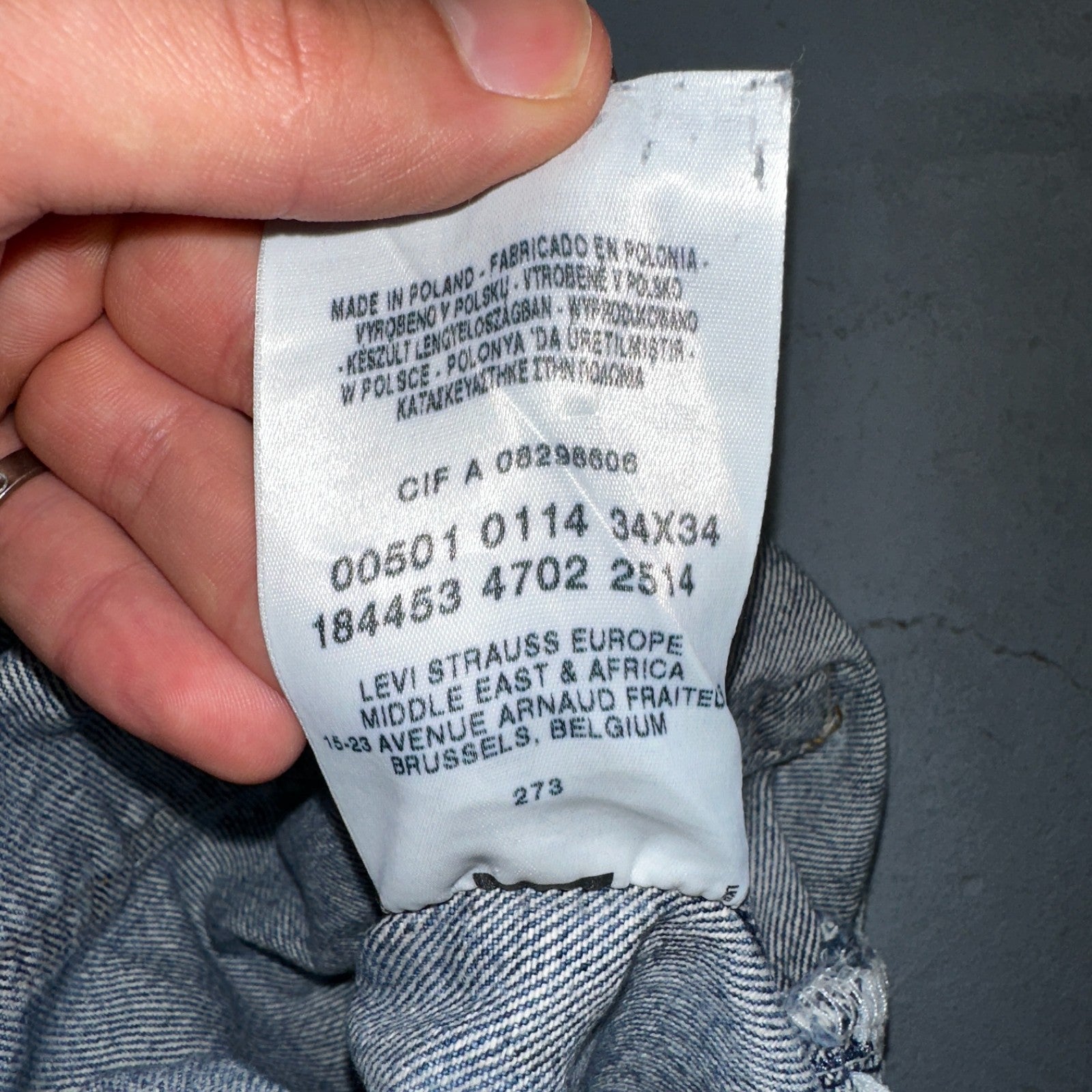 Levis 501 Vintage 90s Poland Straight Leg Jeans Blue Med Wash 34x34 Act 32x33