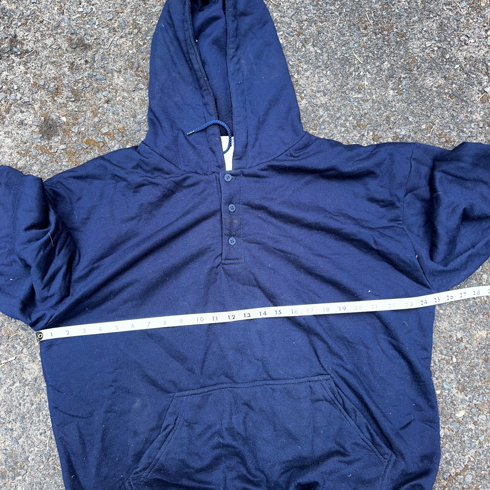 Vintage Thermal Waffle Lined Hoodie Sweatshirt Mens XL Navy Blue Nucleus Punk