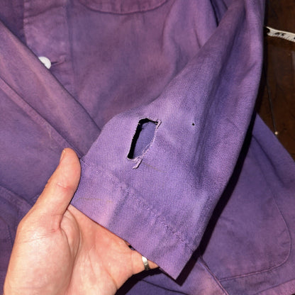 VTG 1940s 50s Overcoat Overdye Purple Jacket Rockabilly Pos WWII Chore Work Coat