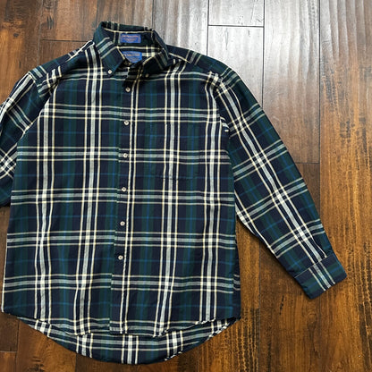 Pendleton Fireside Shirt Sir Pendleton Plaid Wool Flannel Size Large VTG Nice!