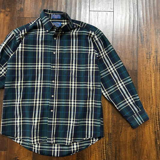 Pendleton Fireside Shirt Sir Pendleton Plaid Wool Flannel Size Large VTG Nice!