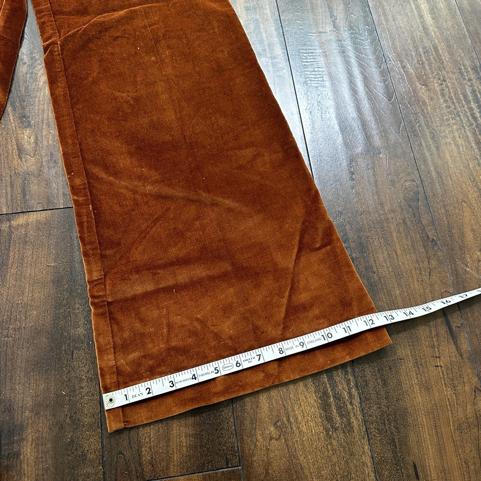 VTG Alpaq California 1970s Pants 26x31 Brown Velour High Waist Flair Rockabilly