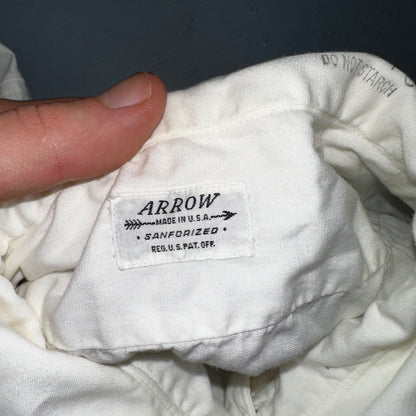 Vtg 1940s Arrow Mitoga Sanforized Formal Shirt 15 - 33 Tuxedo Dress White