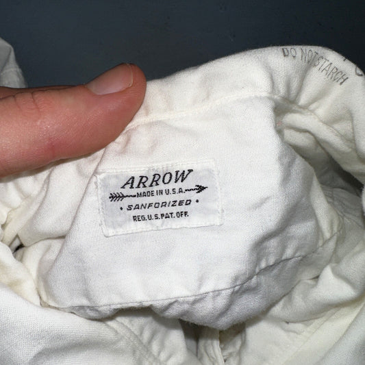 Vtg 1940s Arrow Mitoga Sanforized Formal Shirt 15 - 33 Tuxedo Dress White