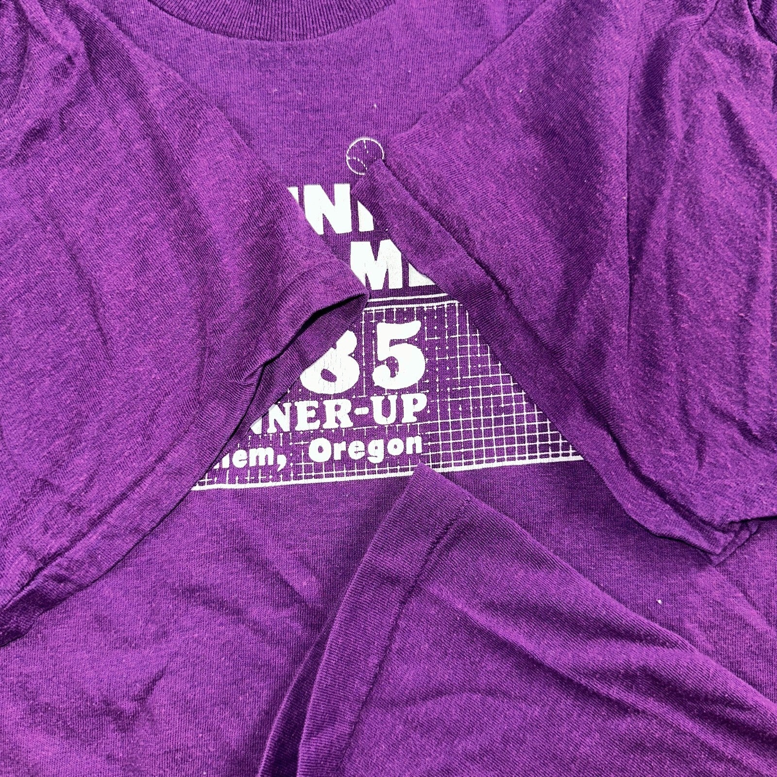 Tennis Tournament Salem Oregon 1985 VTG T Shirt 80s Purple PDX Single Stitch