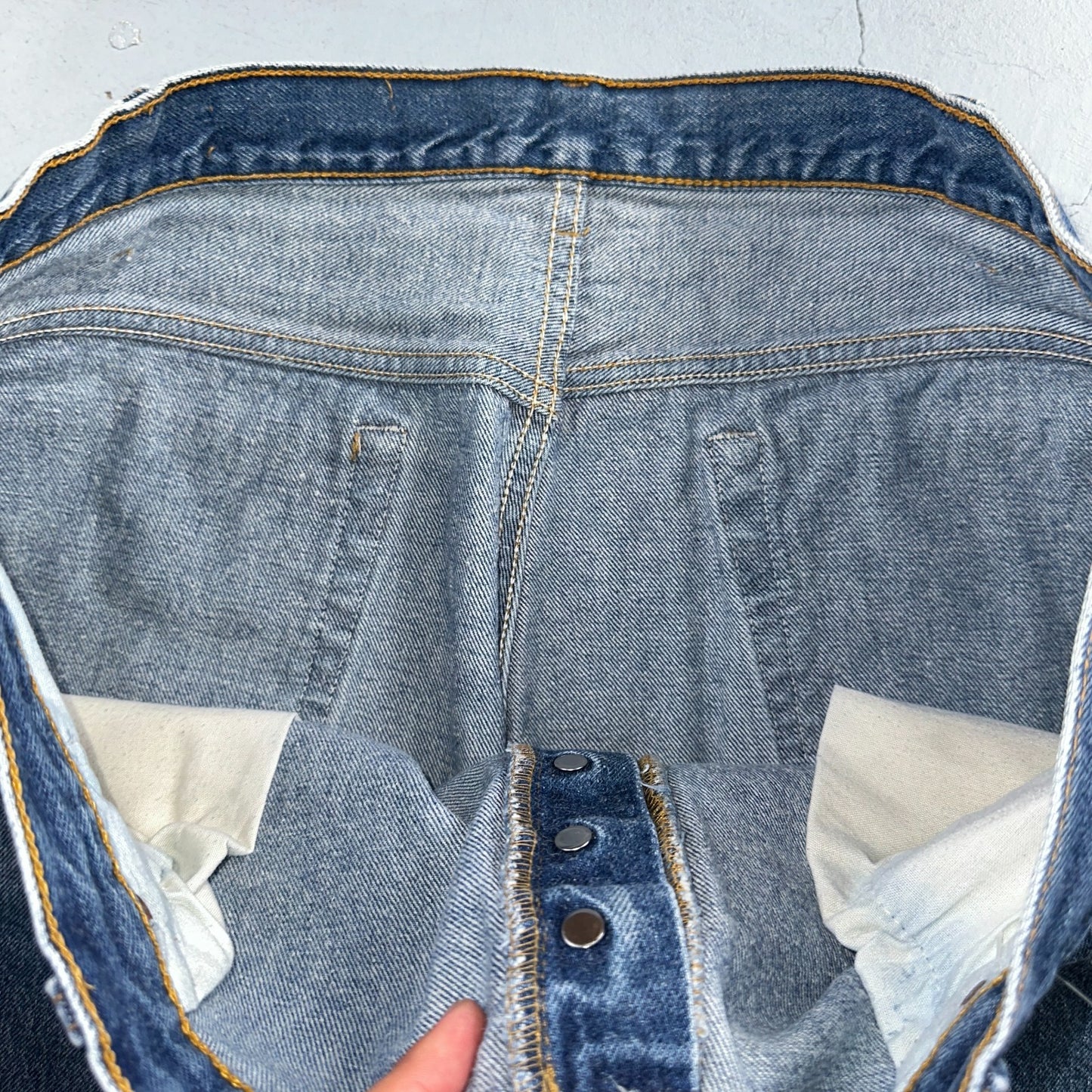 Levis 501 Vintage 90s USA XX Straight Leg Jeans Blue Med Wash 44x32 Act 40x28