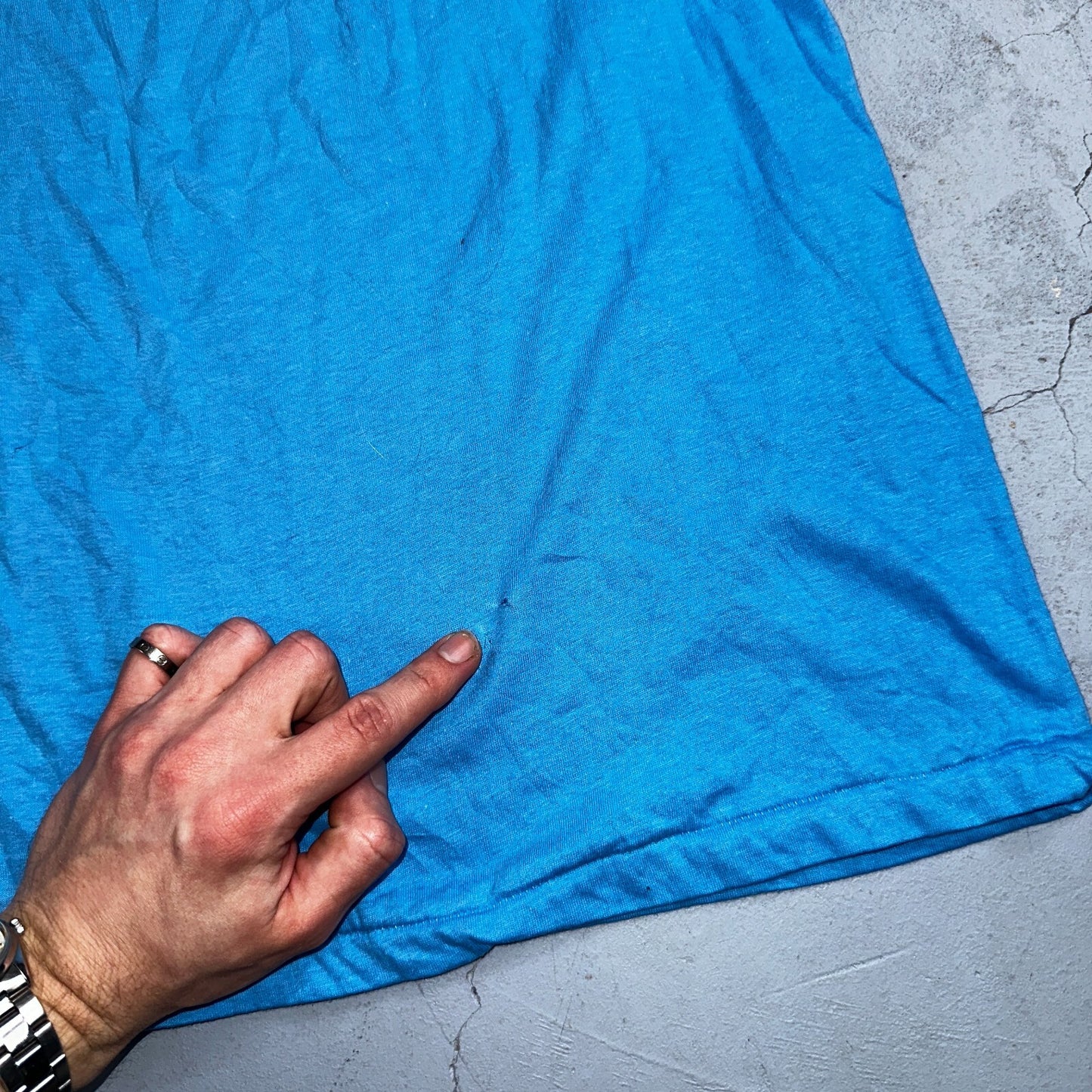 Blank Blue Single Stitch 70s 80s VTG T Shirt Basic Essential Simple Every Day