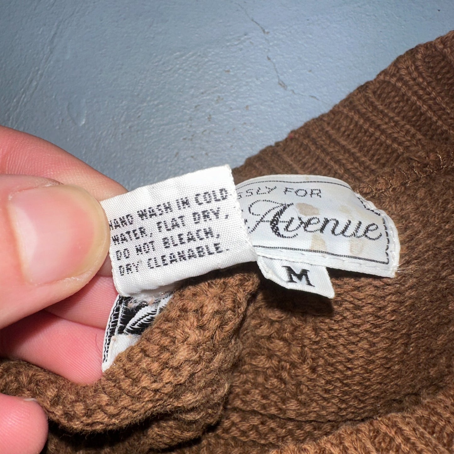 Vintage Saks Fifth Avenue Sweater 100% Cotton Mens M Brown Pullover Mock Neck