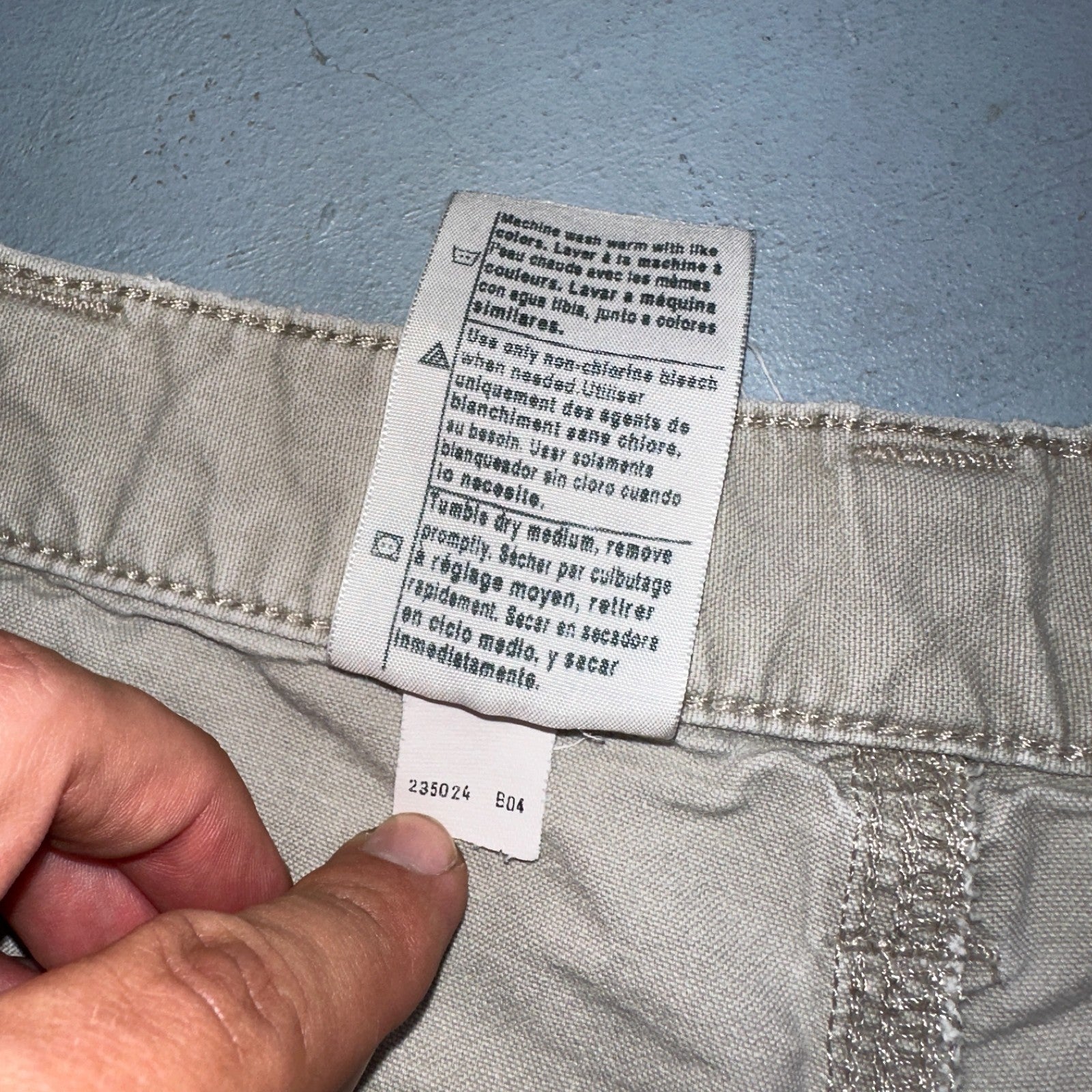 Carhartt B147 Shorts Mens 34 Tan Canvas Carpenter Cargo Work Worn Tan khaki