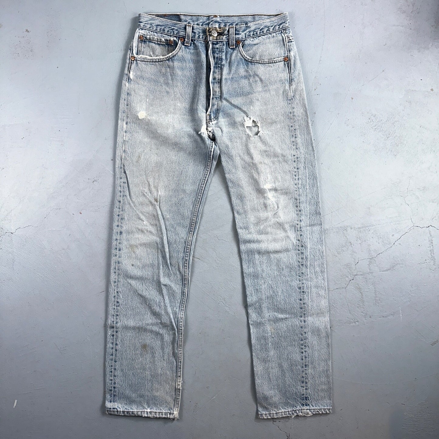 Levis 501 Vintage 90s USA XX Straight Leg Jeans Blue Light Wash 34x36 Act 31x31