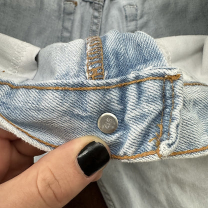 Vtg Levis 507 Superlow Slim Light Blue Jeans Womens Tag 5 X Capri 27x21 USA 90s