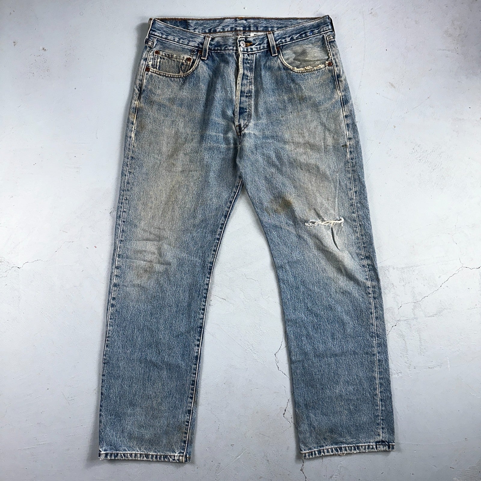 Levis 501 Vintage Y2K 90s XX Straight Leg Jeans Blue Light Wash 36x32 Act 33x30