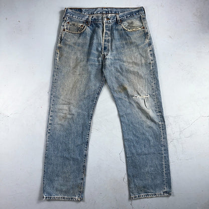 Levis 501 Vintage Y2K 90s XX Straight Leg Jeans Blue Light Wash 36x32 Act 33x30