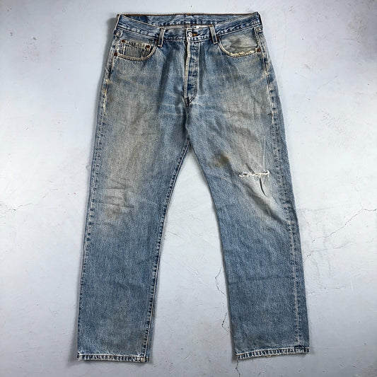 Levis 501 Vintage Y2K 90s XX Straight Leg Jeans Blue Light Wash 36x32 Act 33x30