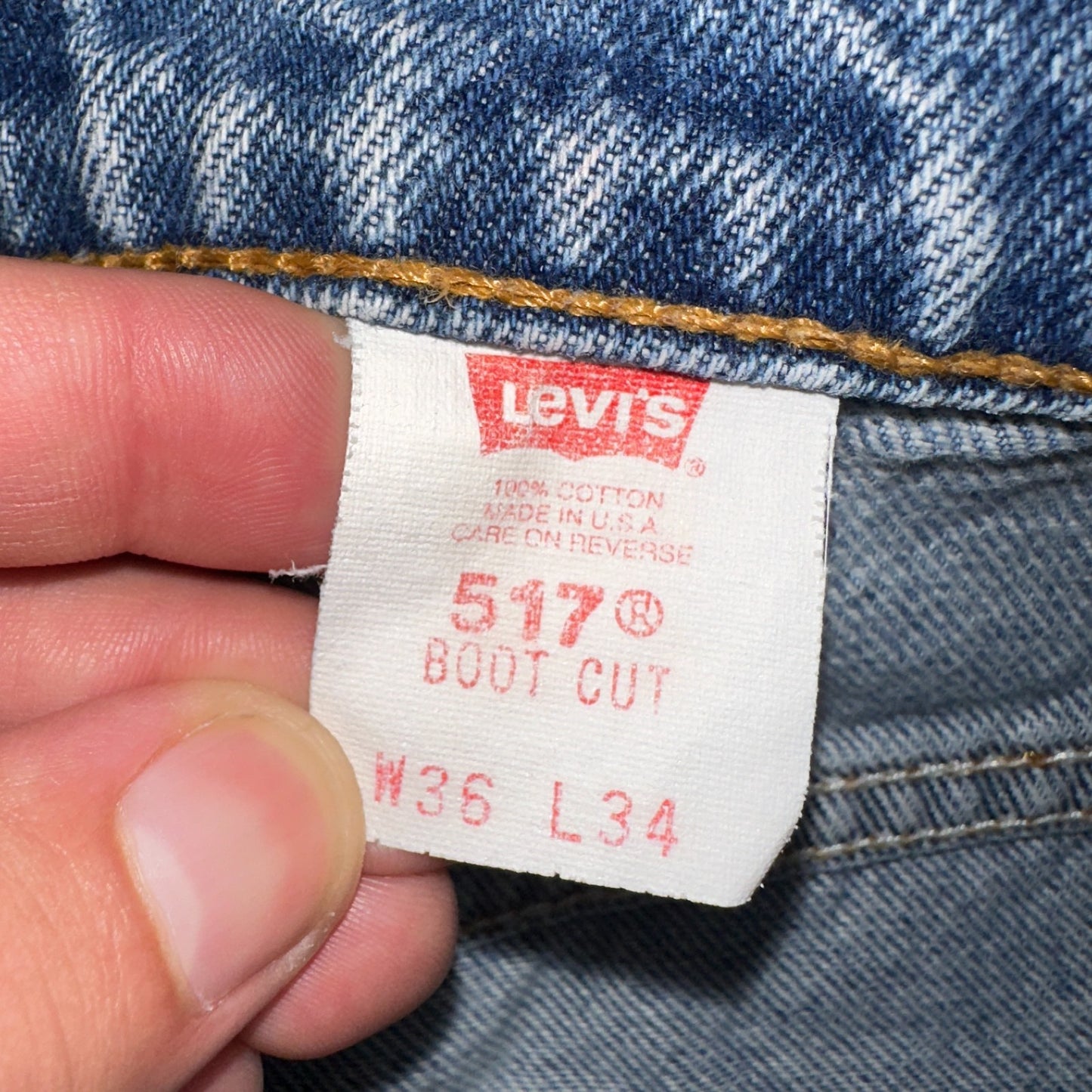 Levis 517 Jeans Mens 36x34 Black Denim Bootcut Red Tab USA Vintage 90s 34x32