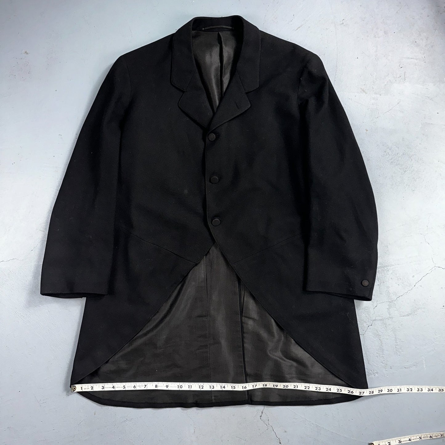 Antique 3 Pc Edwardian Morning Suit Black Wool Frock Coat Vest Pants 1890s 1900s