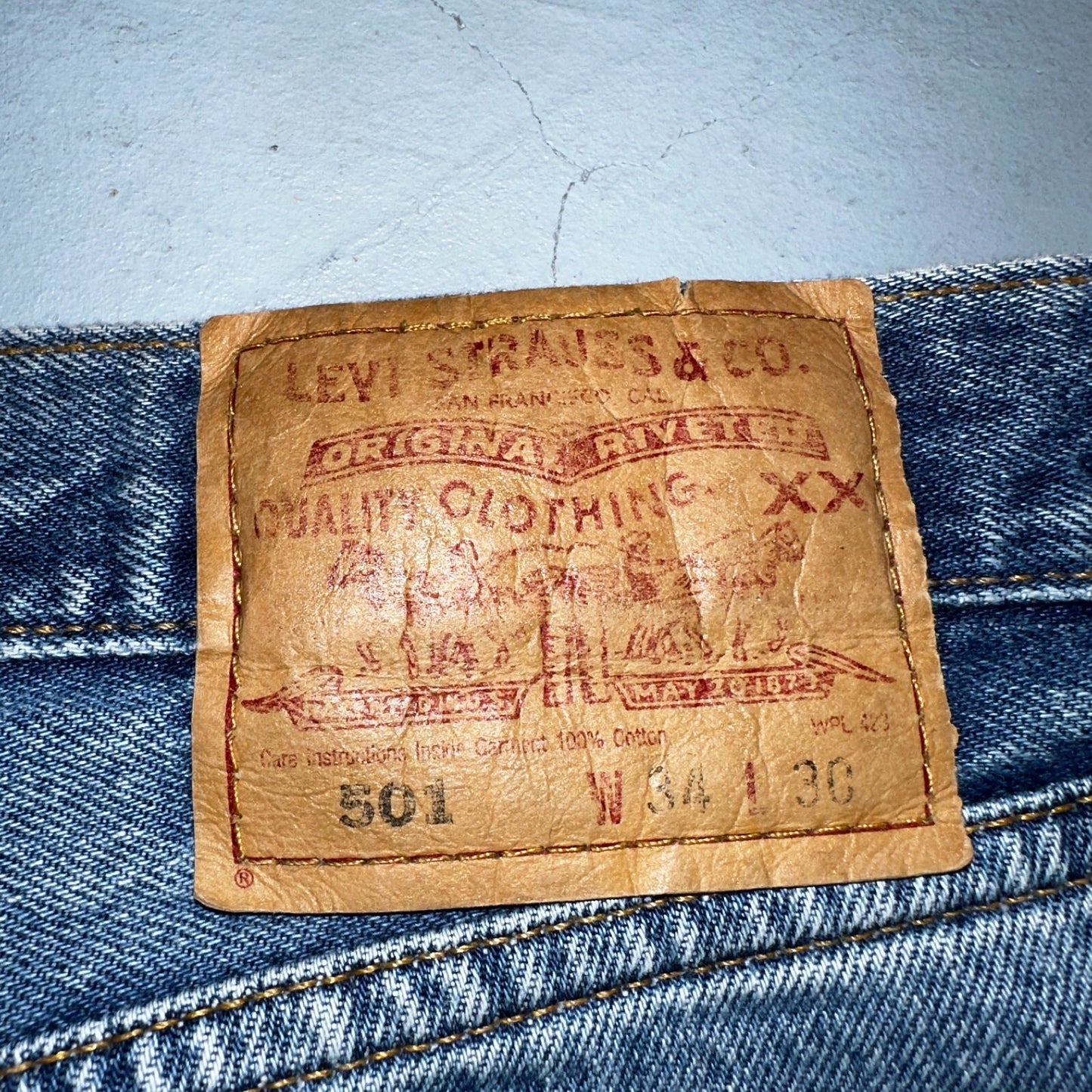 Levis 501 Vintage 90s Y2K XX Straight Leg Jeans Blue Light Wash 34x30 Act 31x29