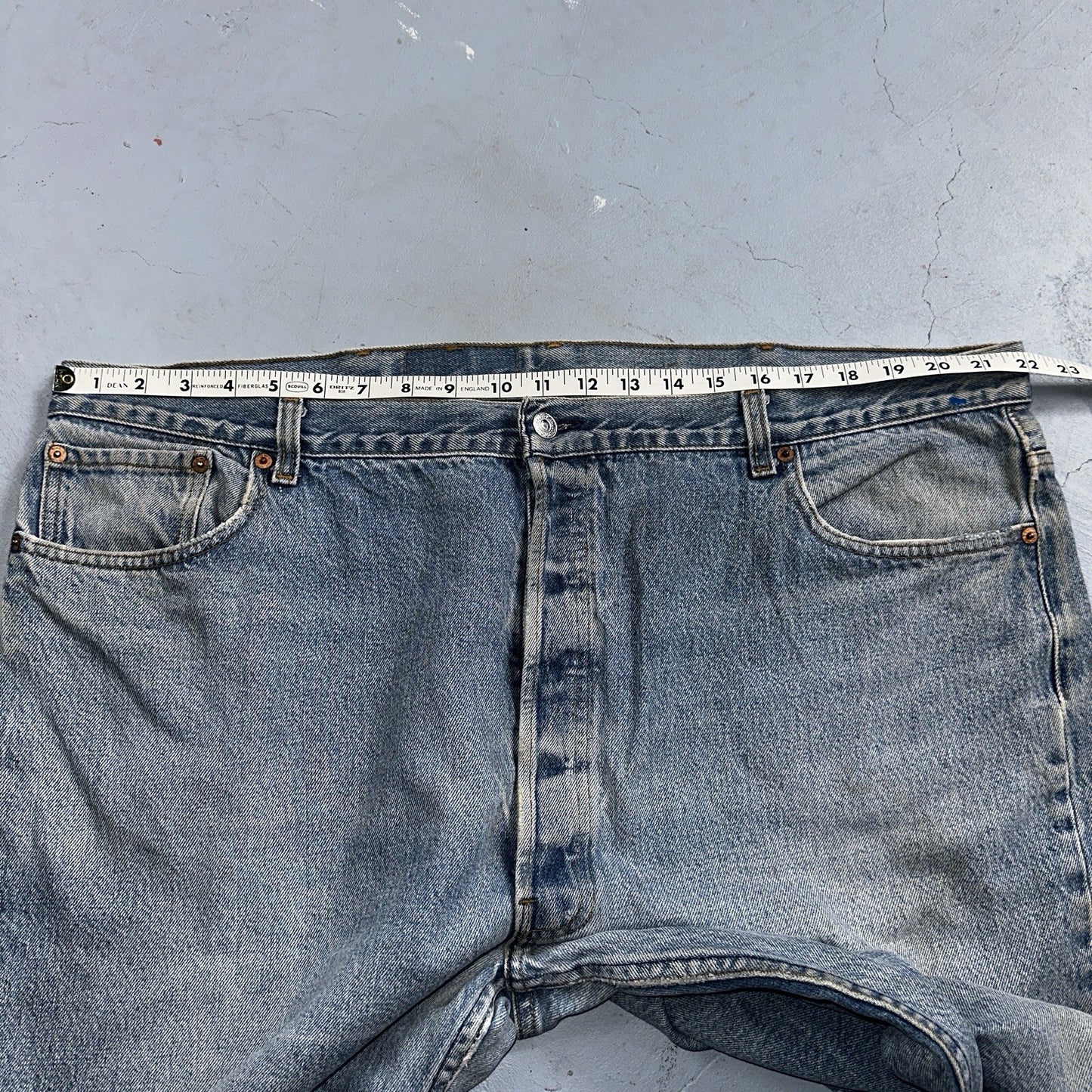 Levis 501 Vintage 90s USA XX Straight Leg Jeans 48x34 Light Wash Act 44x29