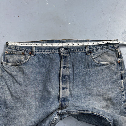 Levis 501 Vintage 90s USA XX Straight Leg Jeans 48x34 Light Wash Act 44x29