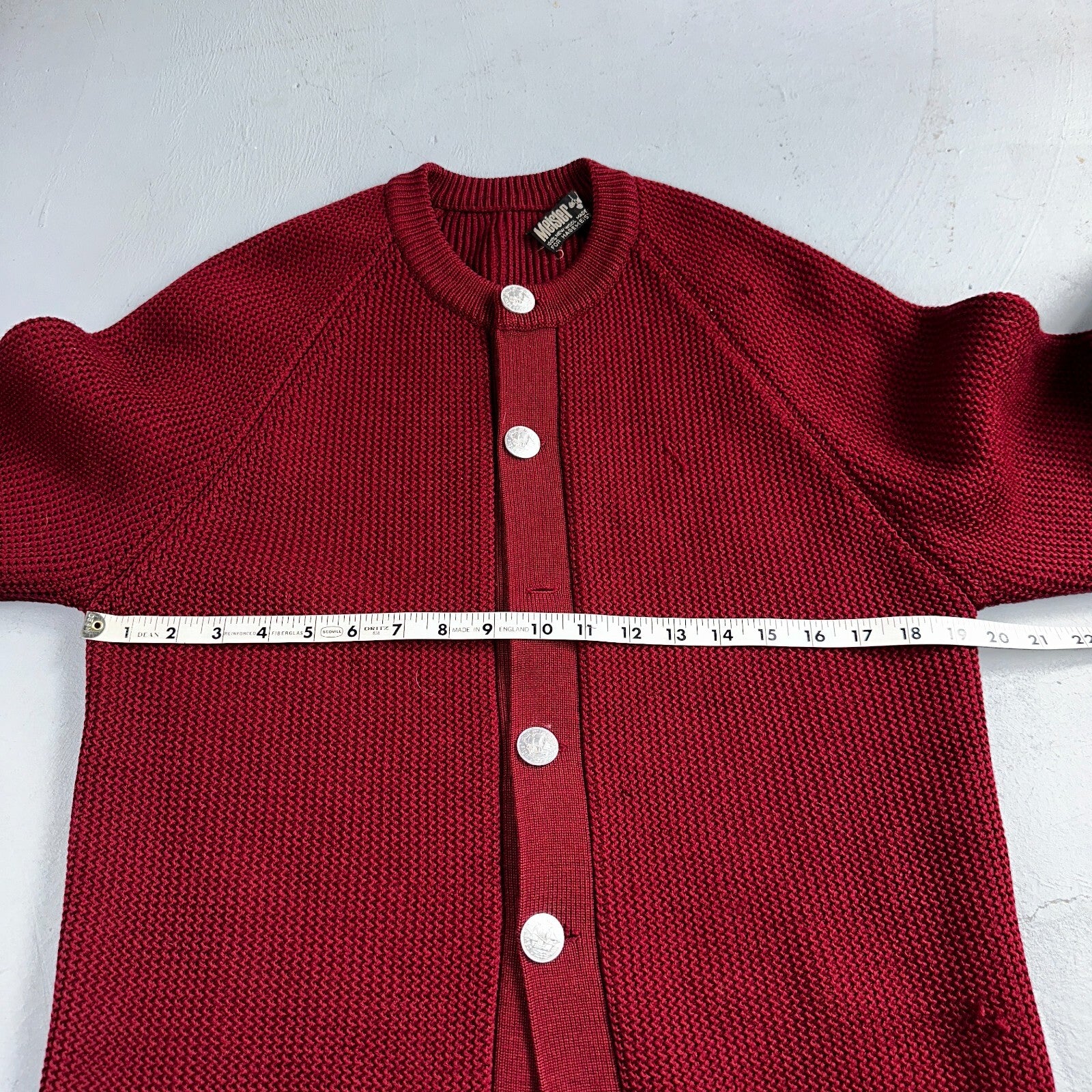 Meister Sweater M Women’s Wool Austria Pullover Red V Neck Vintage Cardigan 60s